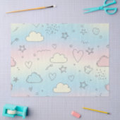 Pastel Hearts & Clouds Watercolor Dream (8) 薄葉紙 (クラフト)