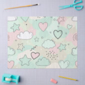 Pastel Hearts & Clouds Watercolor Dream (9) 薄葉紙 (クラフト)