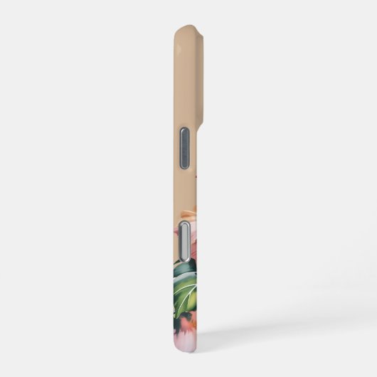 Pastel hibiscus watercolor iPhoneケース (右側面)