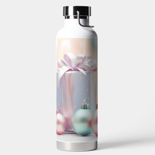 PASTEL HOLIDAY CHRISTMAS PRESENTS AND BALLS ウォーターボトル (左面)