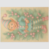 Pastel Holly Christmas Elf Decoupage 薄葉紙 (正面)