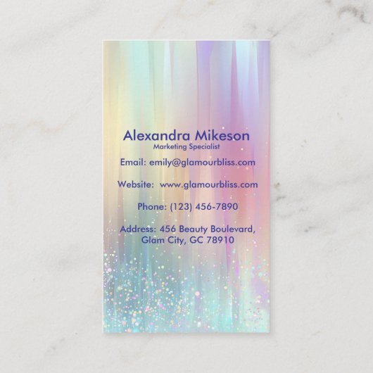 Pastel Holographic Modern Branding 名刺 (裏面)