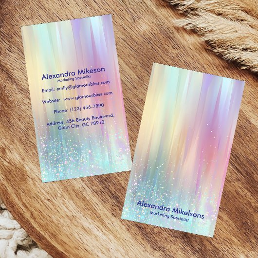 Pastel Holographic Modern Branding 名刺
