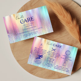 Pastel Holographic Modern Candle Care 名刺