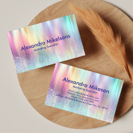 Pastel Holographic Professional Branding 名刺