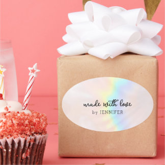 Pastel Holographic Rainbow  楕円形シール