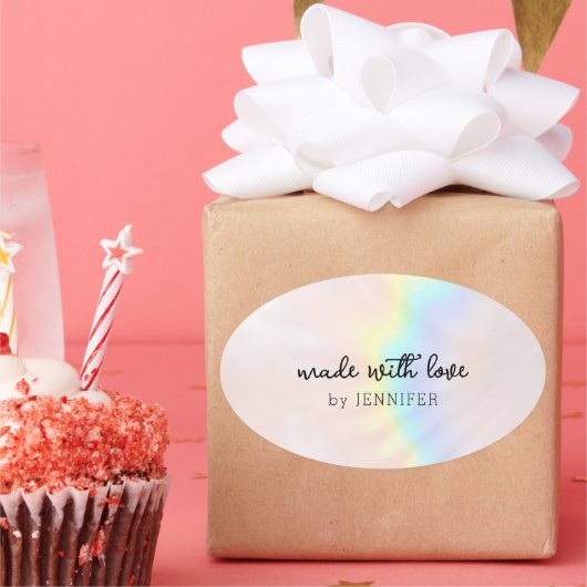 Pastel Holographic Rainbow 楕円形シール (パーティー)