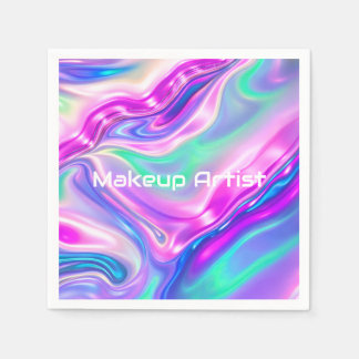 Pastel Holographic Swirl Abstract スタンダードカクテルナプキン