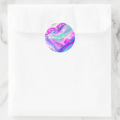 Pastel Holographic Swirl Abstract ラウンドシール (バッグ)
