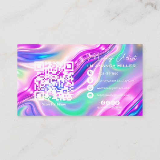 Pastel Holographic Swirl Abstract 名刺 (裏面)