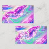 Pastel Holographic Swirl Abstract 名刺 (正面/裏面)