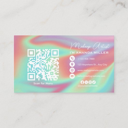 Pastel Holographic Swirl Abstract 名刺 (裏面)