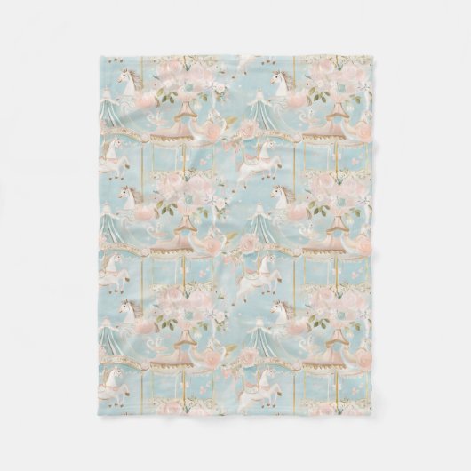 Pastel Horse Carousel Pattern フリースブランケット (正面)