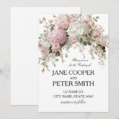 Pastel hydrangeas and roses Budget Wedding  招待状 (正面/裏面)