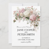 Pastel hydrangeas and roses Budget Wedding 招待状 (正面)