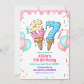 Pastel Ice Cream 67 Girl Birthday party  招待状 (正面)