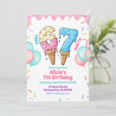 Pastel Ice Cream 67 Girl Birthday party  招待状 (スタンド正面)