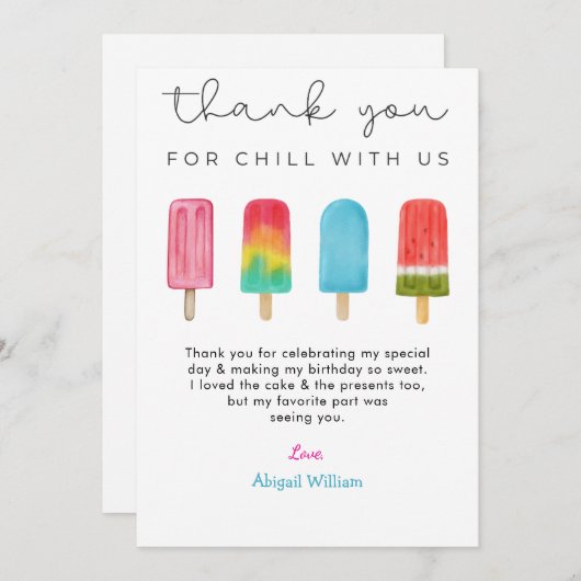 Pastel Ice Cream Birthday Thank You cards  サンキューカード (正面/裏面)