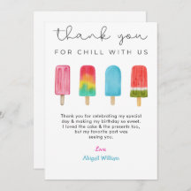 Pastel Ice Cream Birthday Thank You cards 
