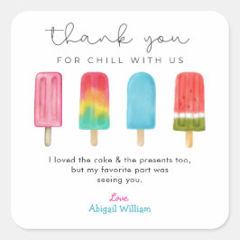 Pastel Ice Cream Birthday Thank You cards  スクエアシール