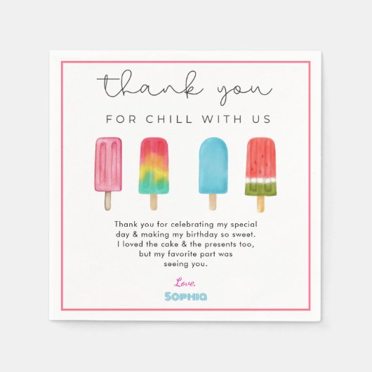Pastel Ice Cream Birthday Thank You cards  スタンダードカクテルナプキン (正面)