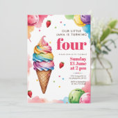 Pastel Ice Cream Cone Birthday | Girl’s Sweet  招待状 (スタンド正面)