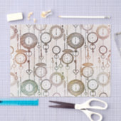 Pastel Illustrated Vintage Pocket Watches Pattern 薄葉紙 (クラフト)