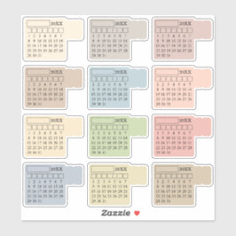 Pastel Index Tabs Monthly Generic Journal Calendar シール