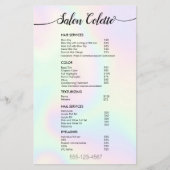 Pastel Iridescent Calligraphy Salon Service Menu チラシ (正面)