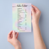 Pastel Iridescent Calligraphy Salon Service Menu チラシ (ハンドル)