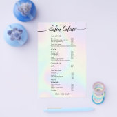 Pastel Iridescent Calligraphy Salon Service Menu チラシ (シングル)