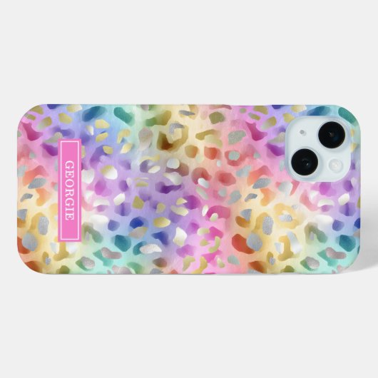 Pastel Iridescent Leopard Print Monogrammed Case-Mate iPhoneケース (裏面 (横))