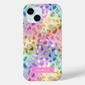 Pastel Iridescent Leopard Print Monogrammed Case-Mate iPhoneケース (裏面)