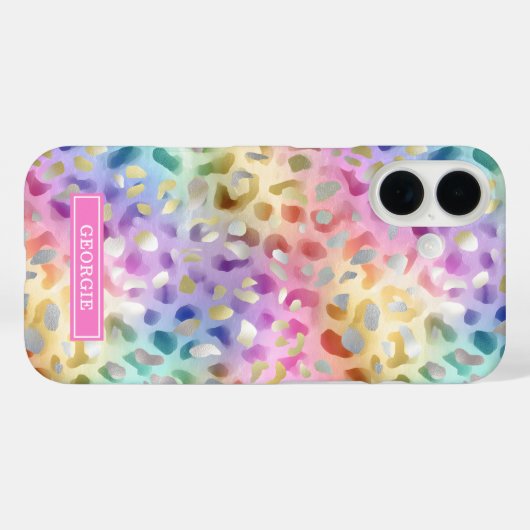 Pastel Iridescent Leopard Print Monogrammed Case-Mate iPhoneケース (裏面 (横))