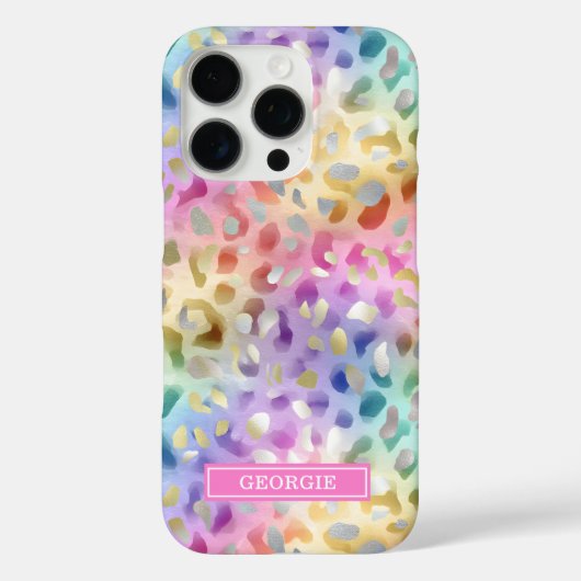 Pastel Iridescent Leopard Print Monogrammed Case-Mate iPhoneケース (裏面)