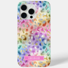 Pastel Iridescent Leopard Print Monogrammed iPhone 15 Pro Maxケース