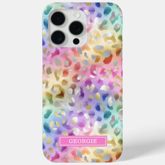 Pastel Iridescent Leopard Print Monogrammed Case-Mate iPhoneケース (裏面)