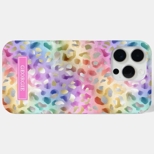 Pastel Iridescent Leopard Print Monogrammed Case-Mate iPhoneケース (裏面 (横))