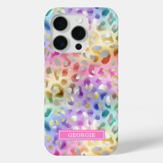 Pastel Iridescent Leopard Print Monogrammed Case-Mate iPhoneケース (裏面)