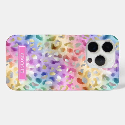 Pastel Iridescent Leopard Print Monogrammed Case-Mate iPhoneケース (裏面 (横))