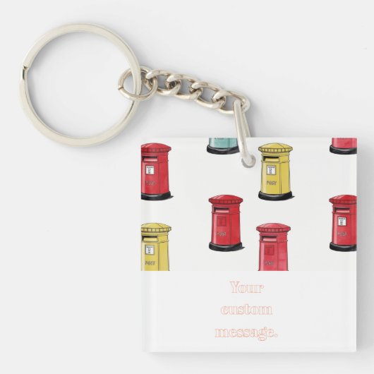 Pastel Japanese Postbox: Watercolor Crayon Style  キーホルダー (正面)