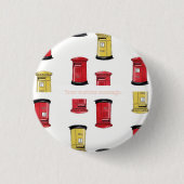 Pastel Japanese Postbox: Watercolor Crayon Style  缶バッジ (正面)