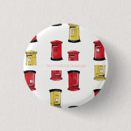 Pastel Japanese Postbox: Watercolor Crayon Style  缶バッジ