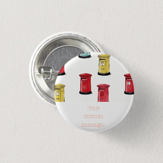 Pastel Japanese Postbox: Watercolor Crayon Style  缶バッジ (正面&裏面)