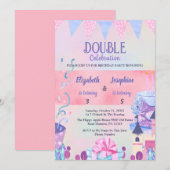 Pastel Joint Girls Double Birthday Celebration 招待状 (正面/裏面)