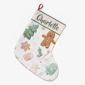 Pastel Joyful Holiday Pattern | Christmas Stocking ラージクリスマスストッキング (正面 (吊り時))