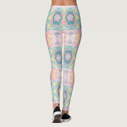 Pastel Kaleidoscope Pattern | Pink & Mint Mandala レギンス (裏面)