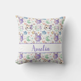 Pastel Kawaii Animal Cute Watercolor Nursery Deco クッション