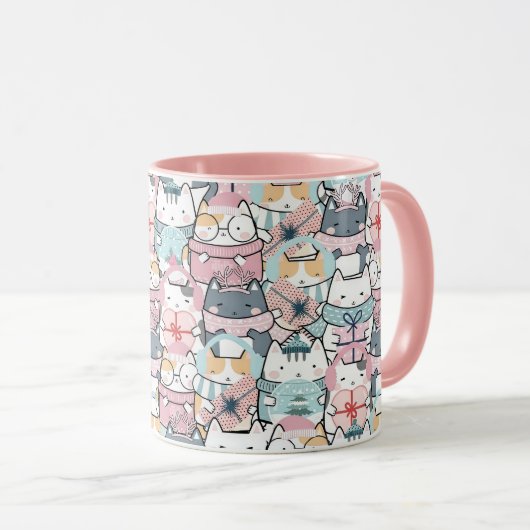 Pastel Kawaii Character Collage マグカップ (正面右)