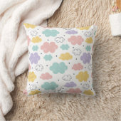 Pastel Kawaii Cloud Pattern Throw Pillow クッション (ブランケット)